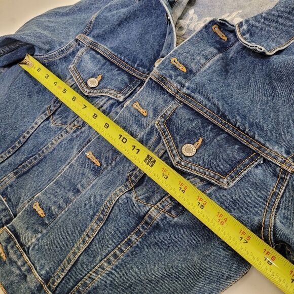 BRANDY MELVILLE x JOHN GALT Darling embroidered denim Jean jacket S SMALL LK NEW - Picture 3 of 8